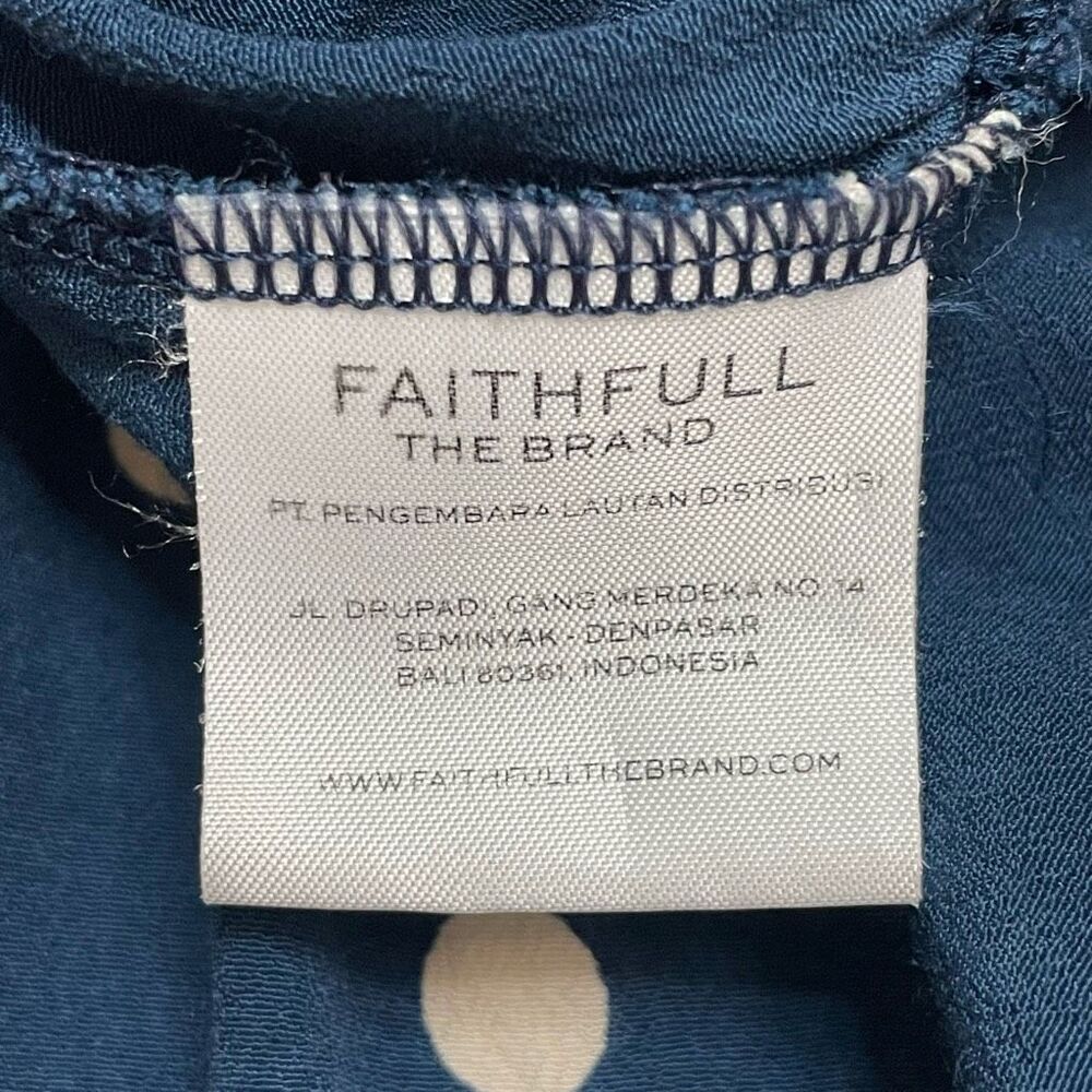 Faithfull The Brand Fresa Dress Ronja Polka Dot Babydoll Dress Blue and White Si - Picture 11 of 13